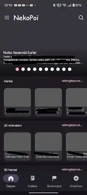 Nekopoi app home interface screenshot
